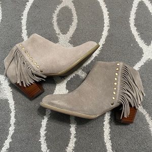 Grey Suede Bootie Heel - Size 8.5